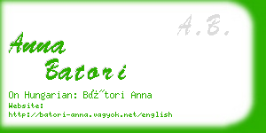 anna batori business card